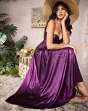 Metallic Purple Cutout Bustier Maxi Dress