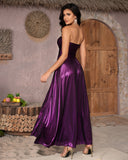Metallic Purple Cutout Bustier Maxi Dress