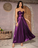 Metallic Purple Cutout Bustier Maxi Dress