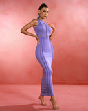 Violet Ripped Cutout Maxi Dress