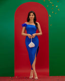 Off Shoulder Feather Trim Bandage Dress