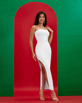 Strapless Drill Chain Midi Bandage Dress