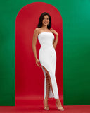 Strapless Drill Chain Midi Bandage Dress