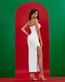Strapless Drill Chain Midi Bandage Dress