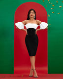 Black-white Off Shoulder Bandage Dress