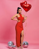 Halter Backless Cutout Maxi Bandage Dress