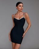 Rhinestone Trim Strappy Mini Bandage Dress