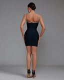 Rhinestone Trim Strappy Mini Bandage Dress