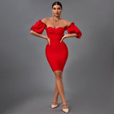 Off Shoulder Backless Mini Bandage Dress