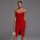 Strappy Sleeveless Plain Midi Bandage Dress