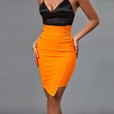 Metal Ornamental Buckle Bandage Skirt