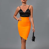 Metal Ornamental Buckle Bandage Skirt