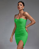 Sleeveless Drill Chain Bandage Split Dress