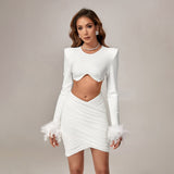Round Neck Feather Mesh Bandage Set
