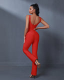 V Neck Backless Bandage Jumpsuit
