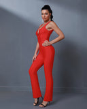 V Neck Backless Bandage Jumpsuit