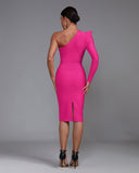 One Shoulder Waist Tight Belt Bandage Dress