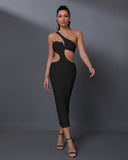 One Shoulder Cutout Midi Bandage Dress