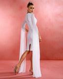 Shawl Sleeves Midi Bandage Dress