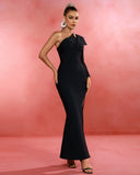 Asymmetric Mesh Sleeves Bandage Dress