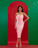 Pink Bowknot Bandage Bustier Dress