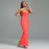 Strappy Sleeveless Maxi Metal Studded Bandage Dress