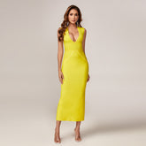 Deep V Maxi Bandage Dress