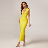 Deep V Maxi Bandage Dress
