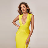 Deep V Maxi Bandage Dress
