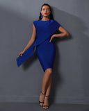 Crewneck Ruffle Draped Bandage Dress