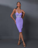 Strappy Stripe Mesh Bandage Dress