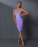 Strappy Stripe Mesh Bandage Dress