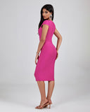 V Neck Cutout Midi Bandage Dress