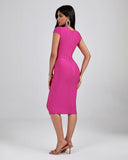 V Neck Cutout Midi Bandage Dress