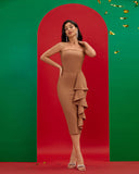 Strapless Ruffle Bandage Midi Dress