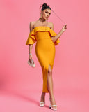 Elegant Off Shoulder Slit Bandage Dress