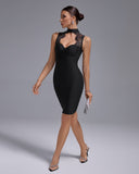 High Neck Lace Bandage Bustier Dress