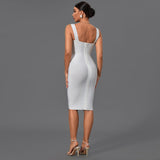 Strappy Sleeveless Striped Midi Bandage Dress