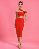 Asymmetric Cut Out Midi Bandage Dress