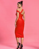 Asymmetric Cut Out Midi Bandage Dress