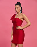 One Shoulder Sleeveless Frill Mini Bandage Dress