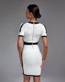 Contrast Trim Short Sleeve Mini Bandage Dress