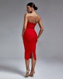 Strapless Drill Chain Midi Bandage Dress