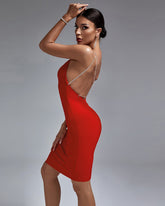 Backless Drill Chain Bandage Dress