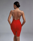 Backless Drill Chain Bandage Dress