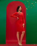 Round-neck Sequins Midi Bandage Dress