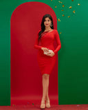 Round-neck Sequins Midi Bandage Dress