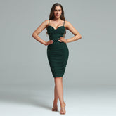Strappy Wrinkled Midi Bandage Dress