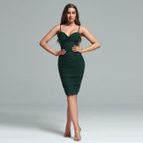 Strappy Wrinkled Midi Bandage Dress