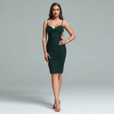 Strappy Wrinkled Midi Bandage Dress